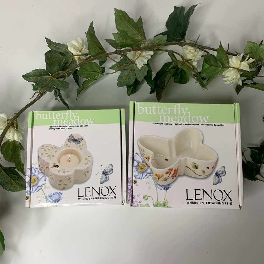 Lenox Butterfly Meadow Bowl and Votive Candle Set